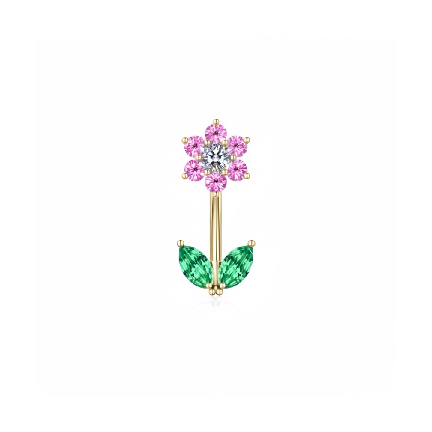 Manufacturer Wholesale Copper Zirconia Flower Rings, Scratch-resistant Studs, Navel Jewelry, Piercing Accessories_voghion.com
