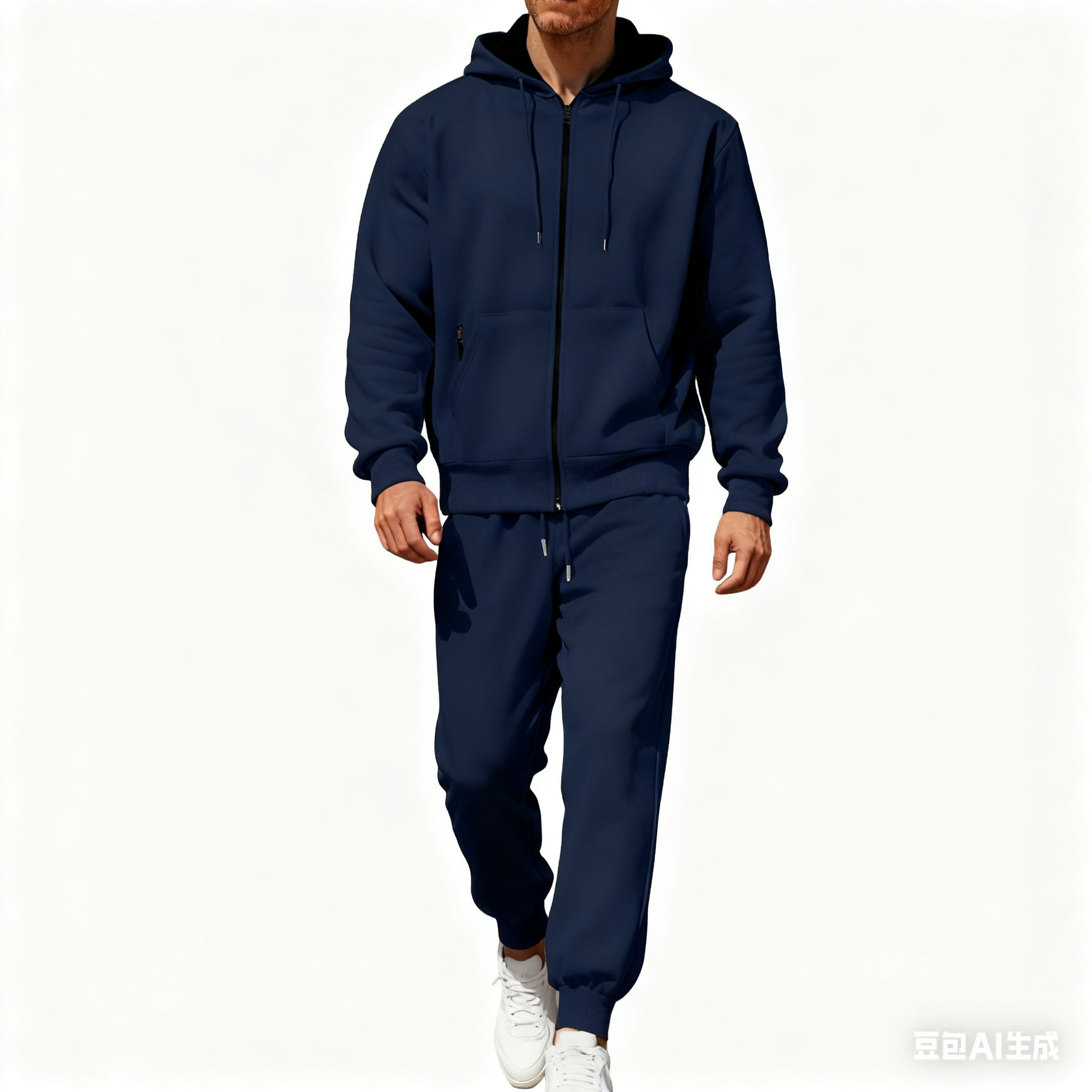 Transfronterizos Amazon otoño y invierno de color sólido para hombres pantalones de manga larga con capuzas de vello caliente y cómodo juego de ocio deportivo para hombres