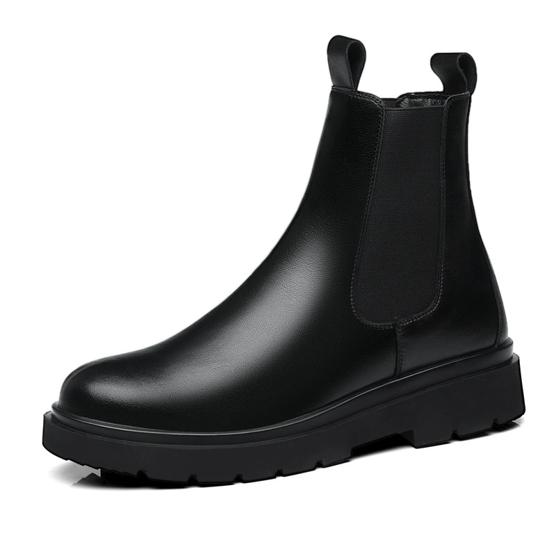 Челси‑ботинки (Martens), натуральная кожа, на меху, платформа, средняя высота