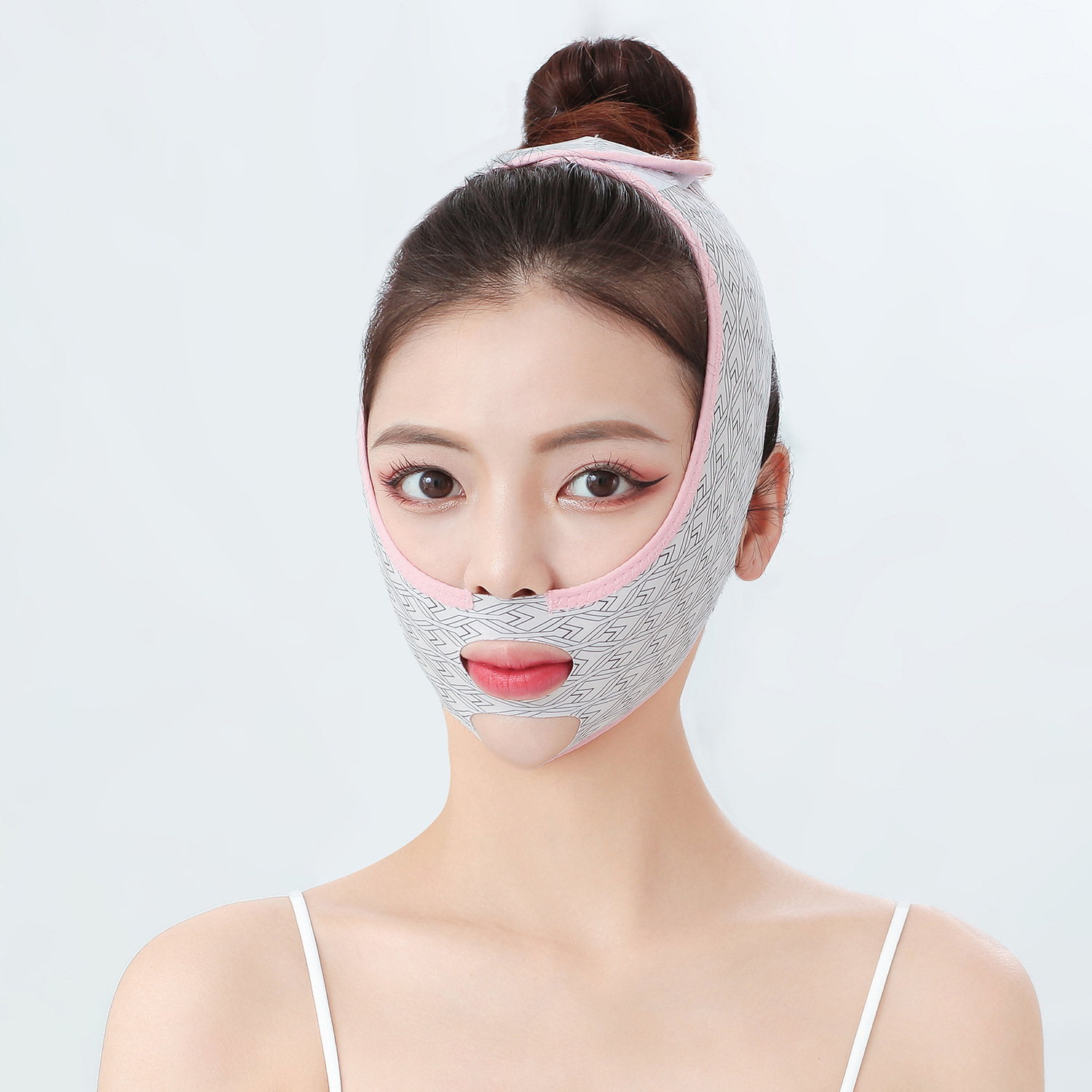 V-face instrument facial lifting band, beauty skin face sculpting V-face mask, floral pattern breathable bandage V-face magic brand