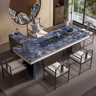 Light Luxury Slate Tea Table and Chair Combination, High-End Office Luxury Stone Tea Table, Water Kettle, Fully Automatic Large Table