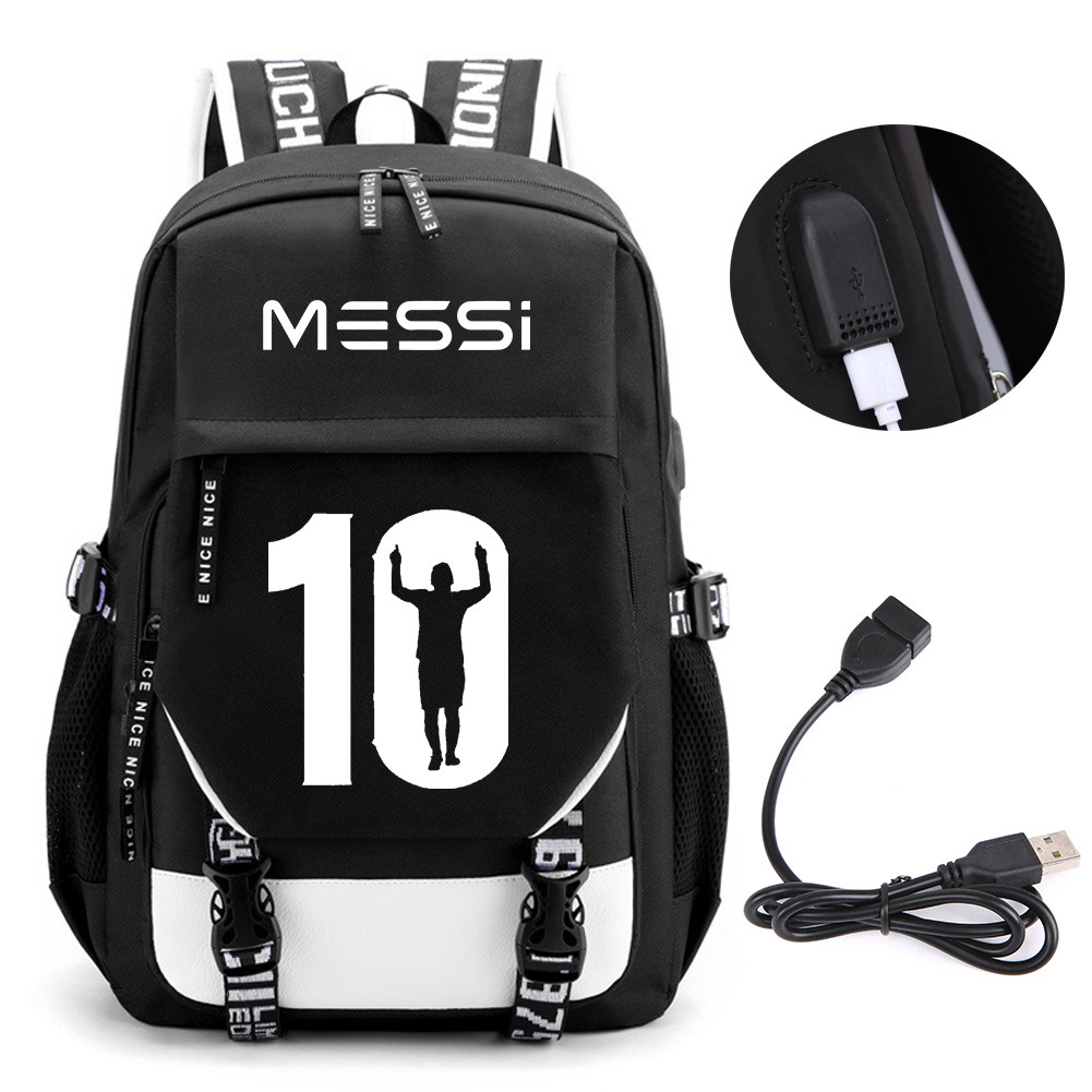 Comercio exterior estrellas de fútbol mochila de moda coreana transfronteriza mochila adolescente USB mochila escolar escolar