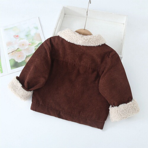 New Children's Winter Coat Korean Style Fleece-lined Thick Lambskin Jacket Baby Corduroy Top