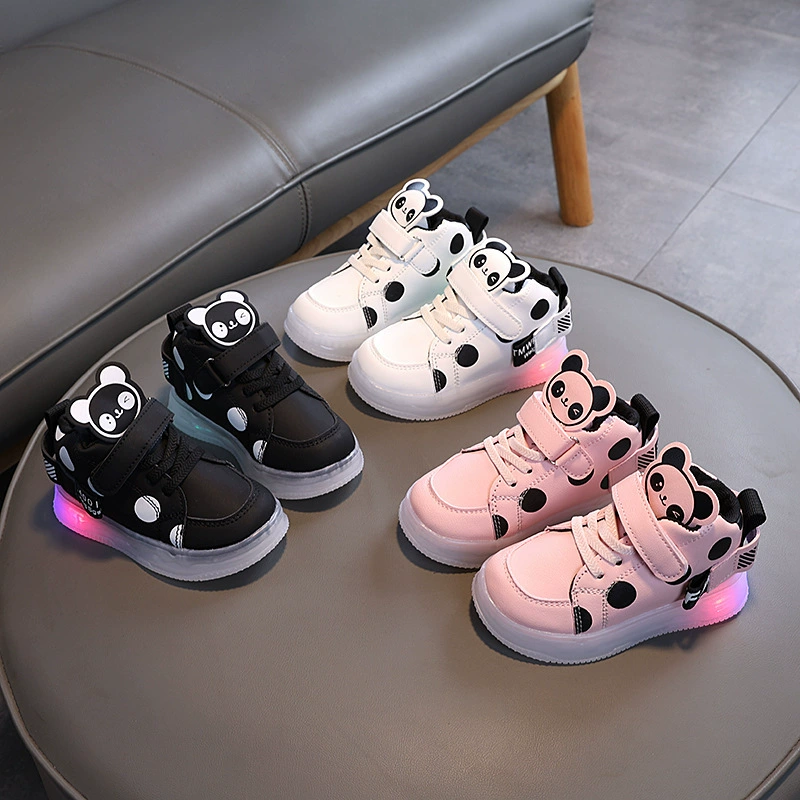 Детская светящаяся спортивная обувь 2024 осенняя детская удобная мультяшная обувь в горошек детская модная обувь