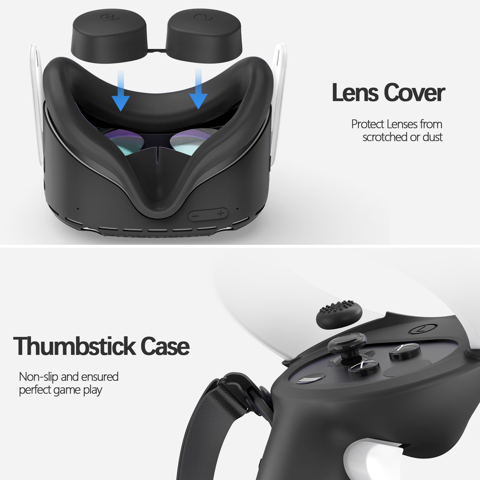 Adecuado para OculusQuest2, cubierta de lente de máscara de silicona de tres piezas, tapa de joystick, accesorios para gafas VR, todo el universo