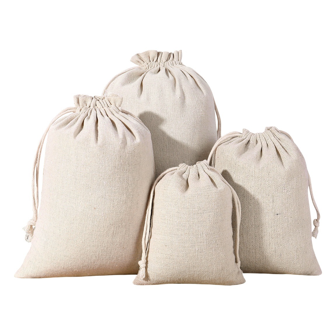 Bolso de cordón de algodón y lino con cordón, boca bolsa de almacenamiento para arroz para imprimir algodón, bolsa de embalaje al por mayor