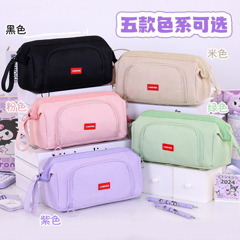 Bolsa de lápiz de ventana transfronteriza tipo barco de gran capacidad caja de papelería portátil de lona de doble capa simple caja de lápiz para estudiantes de primaria y secundaria