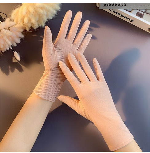 New summer breathable sun protection gloves, light plate, non-slip, thin cycling and driving gloves, women's solid color simple gloves