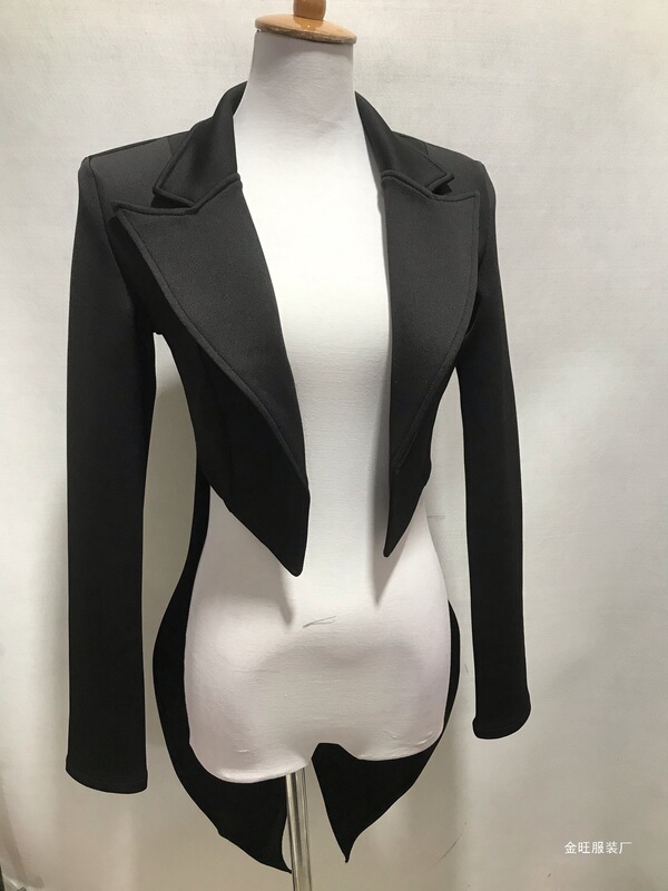 Nightclub Bar Gogo Lead Dancer Ds Performance Costume Sexy Black Long-Sleeved Suit Tuxedo Stage Costume
