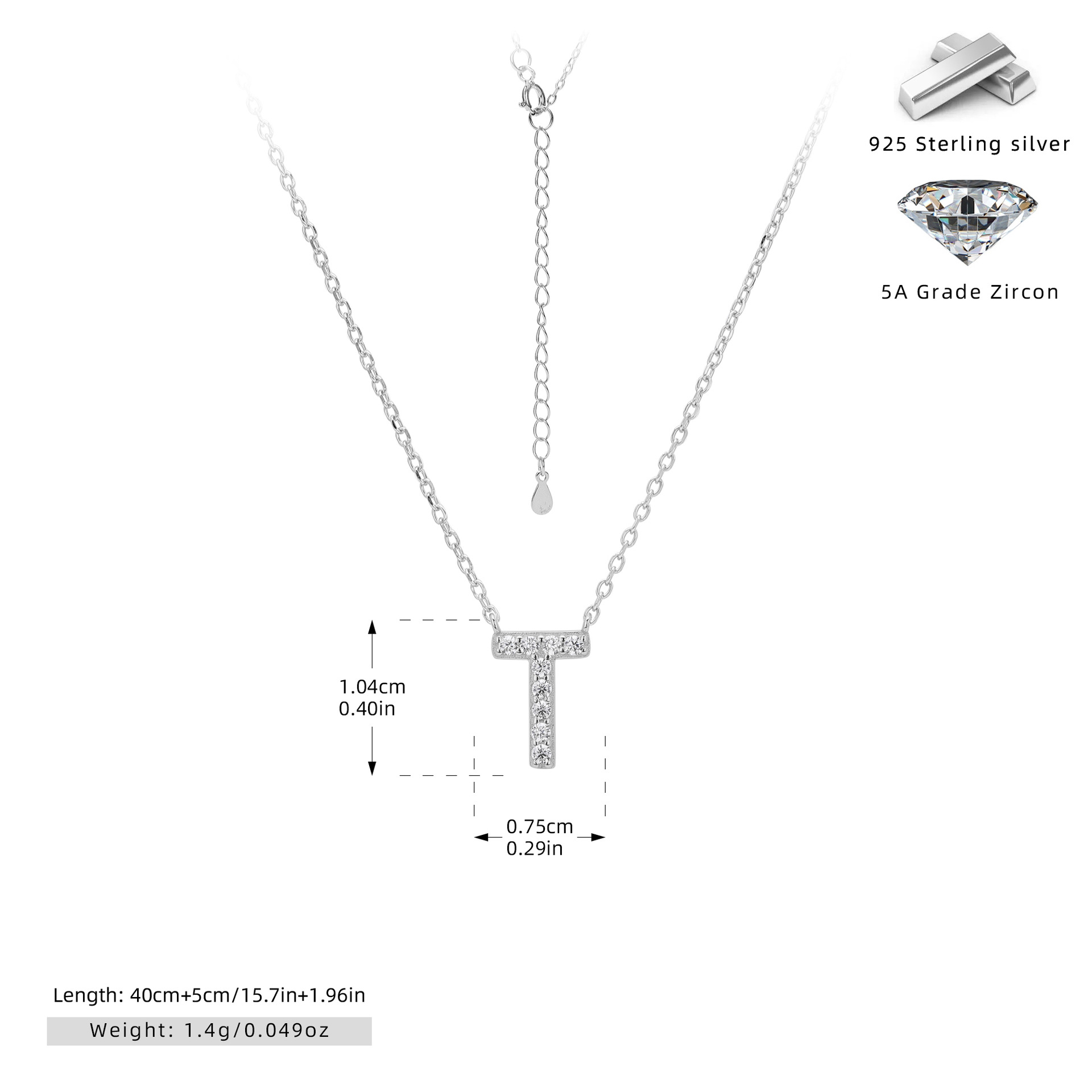 925 Silver Plated Platinum-T