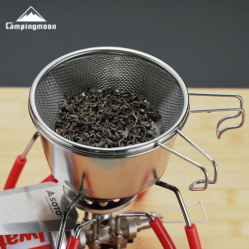 Komen S213 outdoor camping snow pull bowl food grade 304 stainless steel fishing glass fine filter mesh fishing spoon