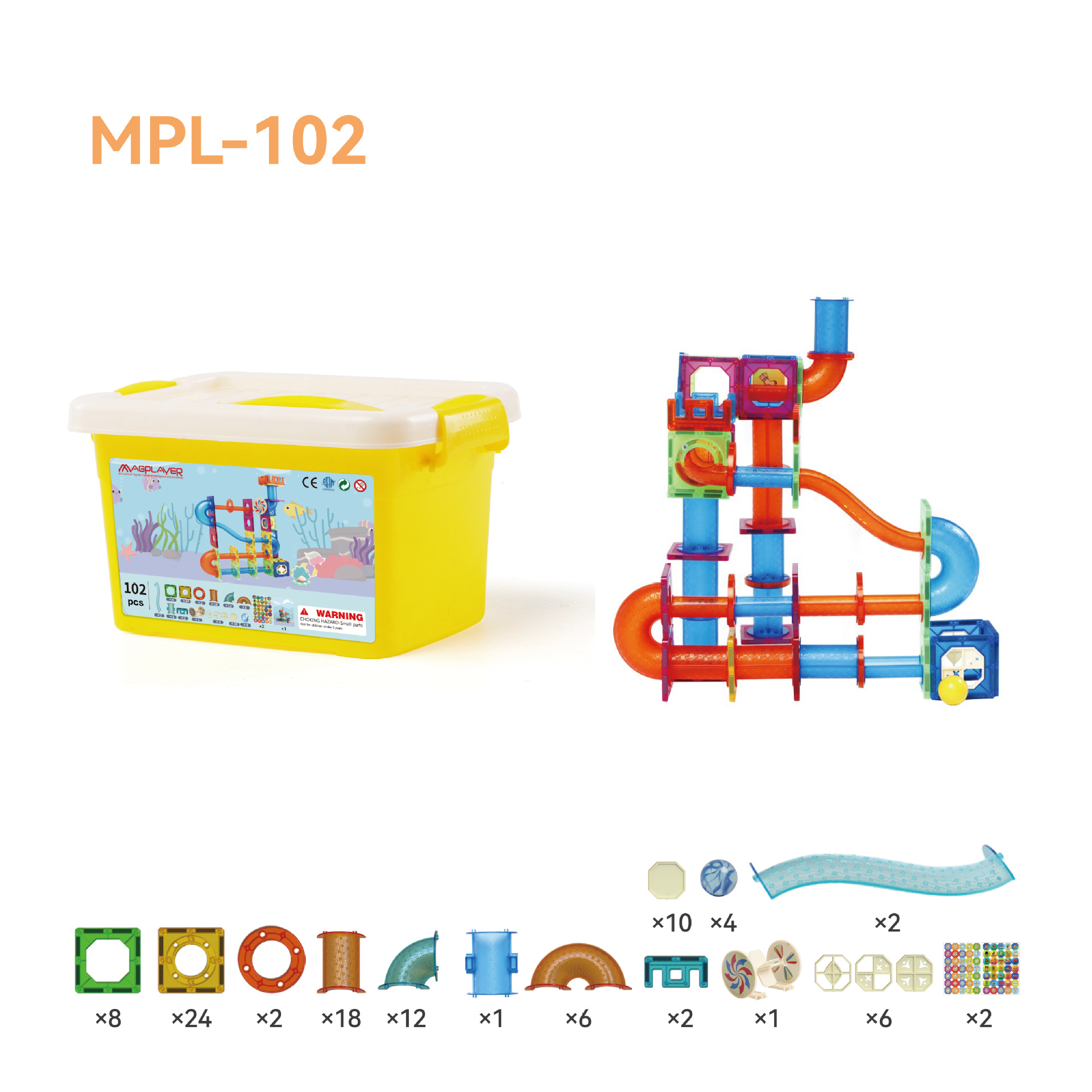 Fabricante mayorista de juguetes magnéticos transfronterizos, bloques de construcción magnéticos, juguetes educativos para niños, con pista de tubos de colores grandes y azulejos magnéticos.