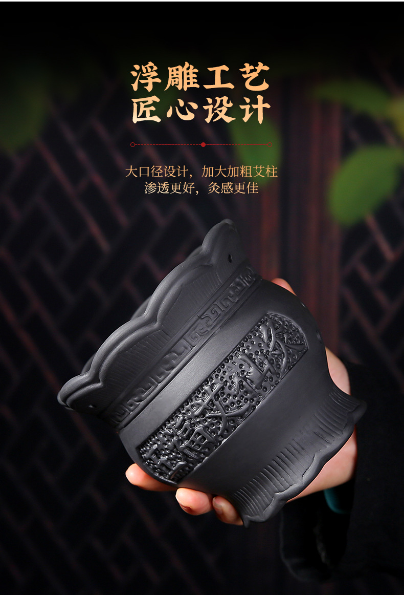 Ceramic Fire Dragon Cup Moxibustion Tool Medium Size with Cloth Cover for TCM Warm Therapy specifications