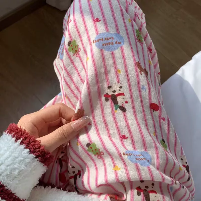 Удобные милые тонкие мягкие дышащие брюки с мультяшным принтом, свободный крой