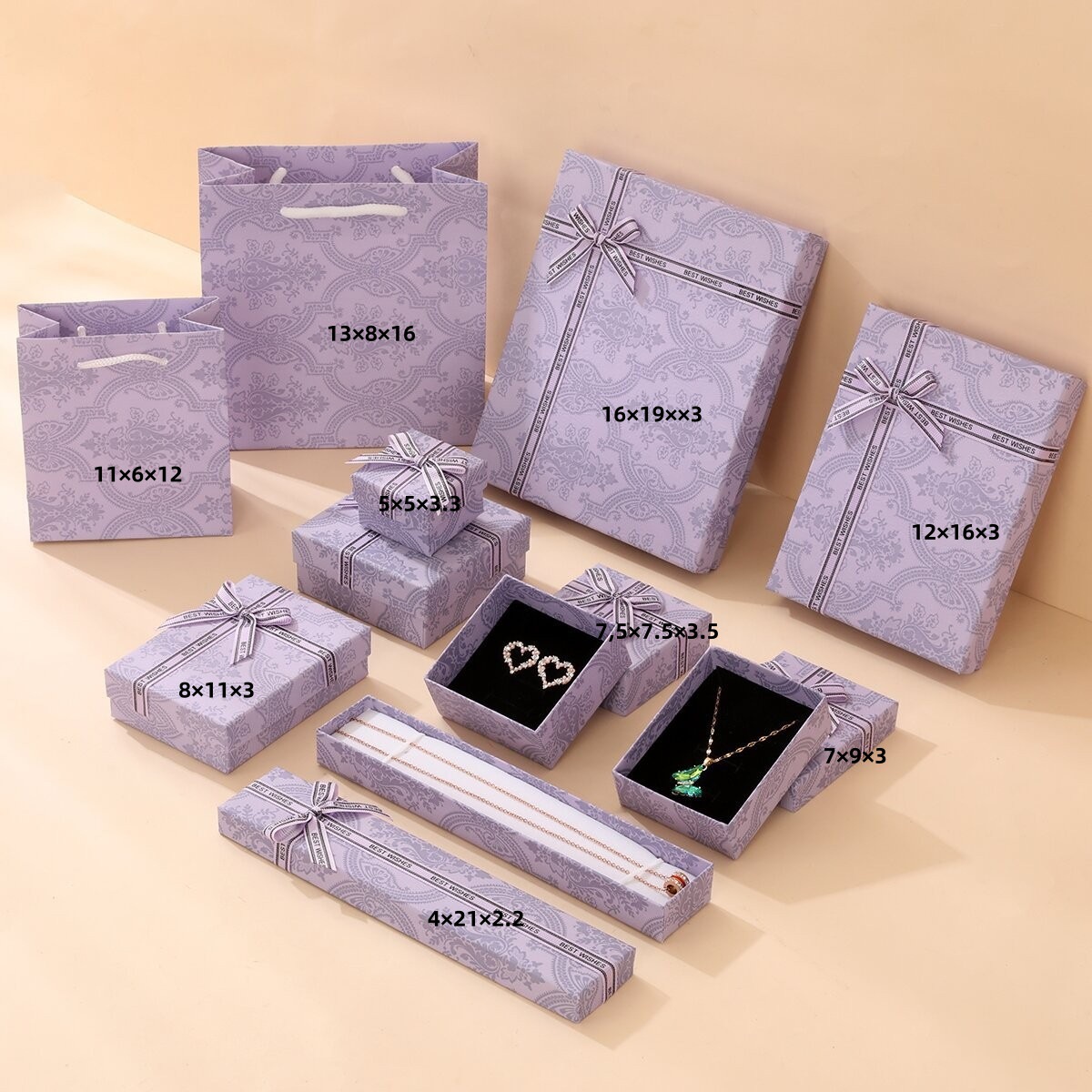Ziqi Donglai Jewelry Box Ring Earrings Necklace Box Fashion Bow Jewelry Box Classic Gift Packaging Box