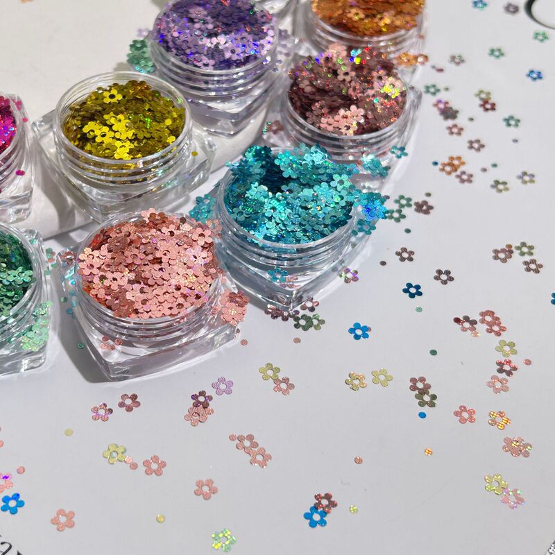 Exploding Laser Cut Out Flower Petals Nail Art Jewelry Star Dot Glitter Sequins DIY Handmade Toy Accessories Materials