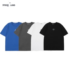 跨境LYSTONE石头新款日食字母印花时空圆盘T恤男女情侣款宽松短袖