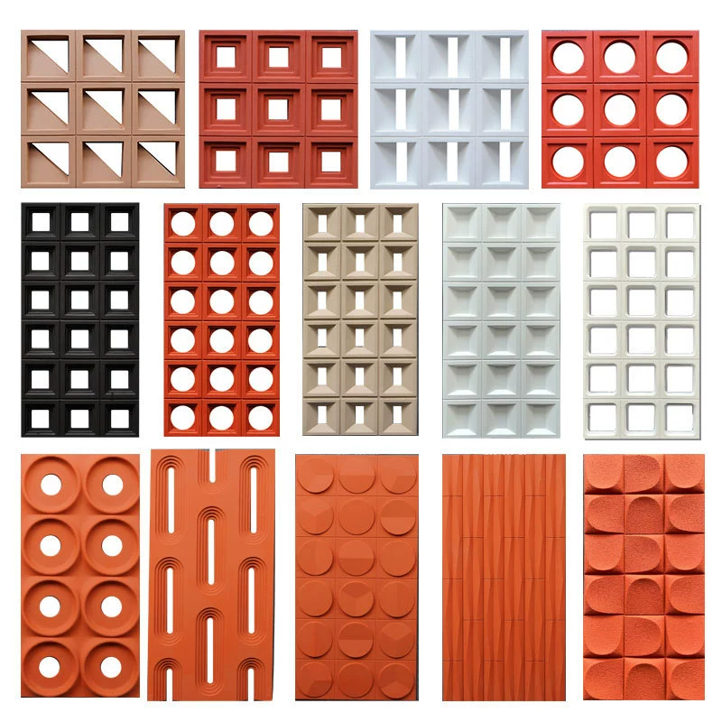 Модная двусторонняя перегородка из полого кирпича из искусственной кожи, кирпичная цементная конструкция, кирпичная конструкция с девятью сетками, легкая компонентная фоновая отделка стены.