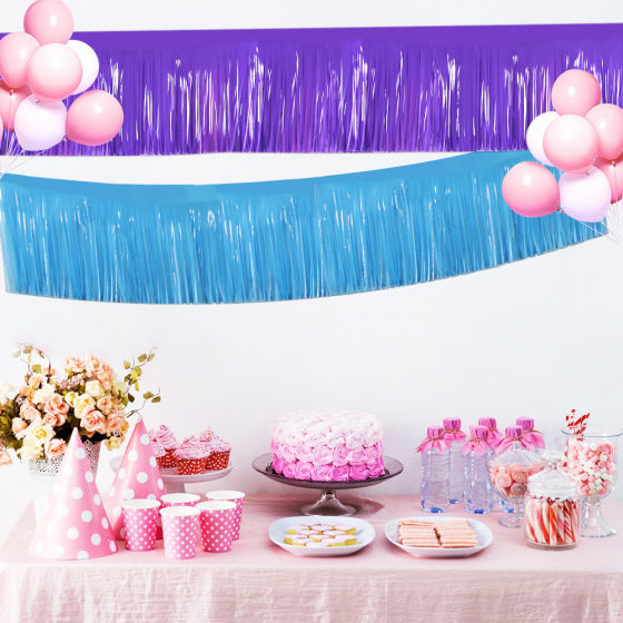 30*300cm Fluorescent Rain Silk Curtain Macaron Rain Silk Banner Pull Flower Children's Birthday Party Decoration Pet Pull Flag