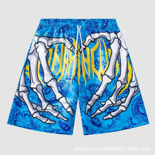 2025 New Summer Men's Clothing Cross-Border Amazon Temu3D Digital Printed Shorts Loose Straight Sand