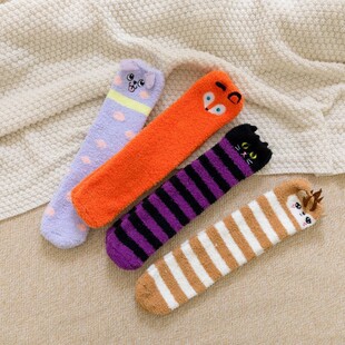 Clearance stall coral velvet socks women's socks parent-child cartoon stockings home floor socks adult sleep socks