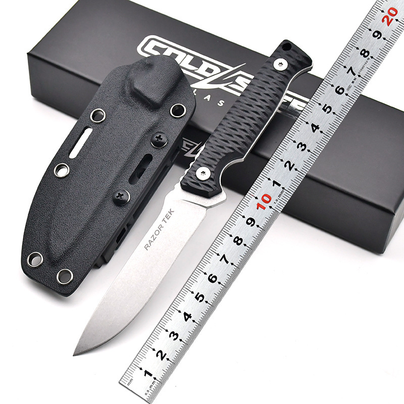 厂家批发新款冷钢户外直刀G10柄高硬度野营生存防身刀锋利水果刀