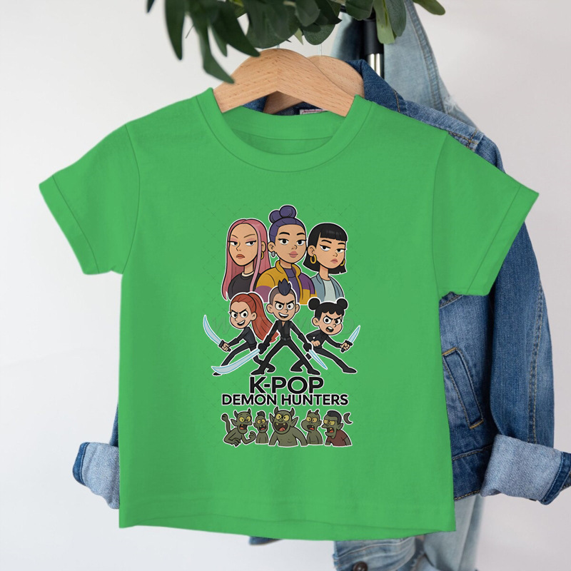 クロスボーダー KPop デーモンハンターデーモンハンターグループプリントコットン Tシャツ夏のファッション子供カジュアル半袖|undefined