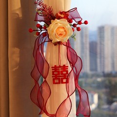 カーテン、花のストラップ、結婚式の部屋の装飾、結婚式用品、結婚式のハッピーワードペンダント、女性の新しい家の寝室の装飾