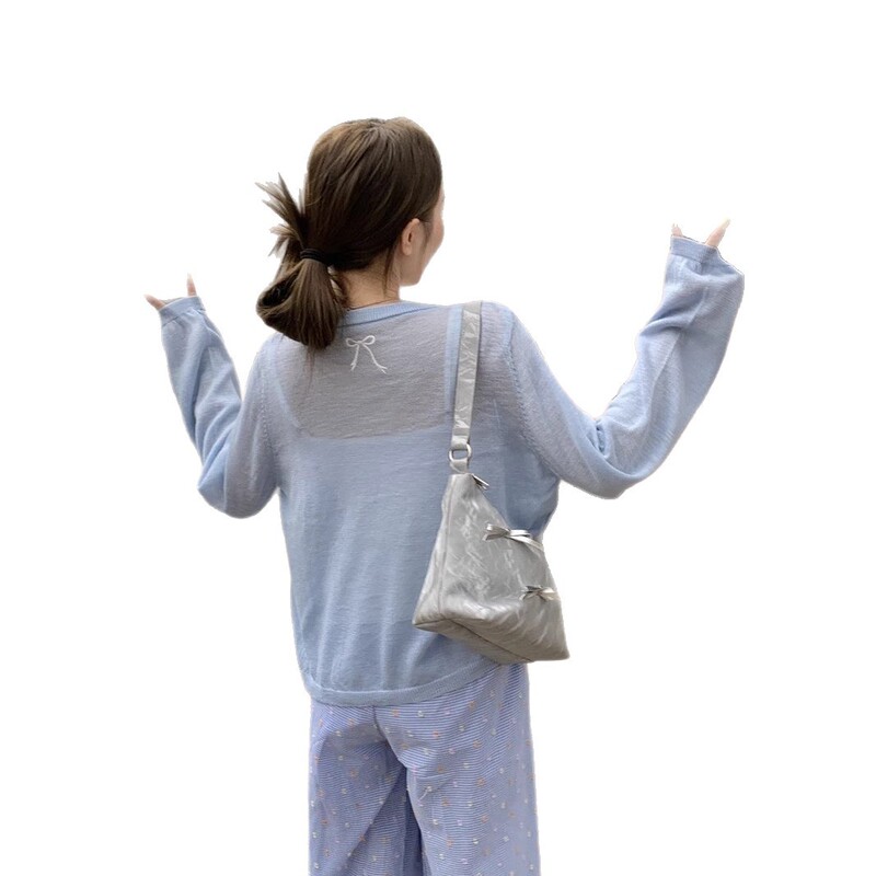 蝶の刺繍ニット日焼け止めカーディガン女性のための夏の新しい甘いホットガール薄型通気性アウターカバーアップトップトレンディ|undefined
