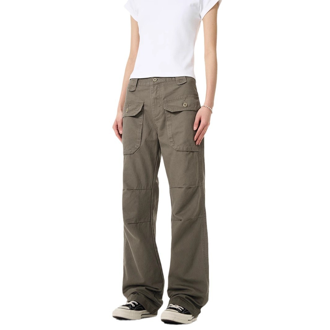 Men's Pleated Flared Cargo Trousers Multi Pocket Casual Style_voghion.com