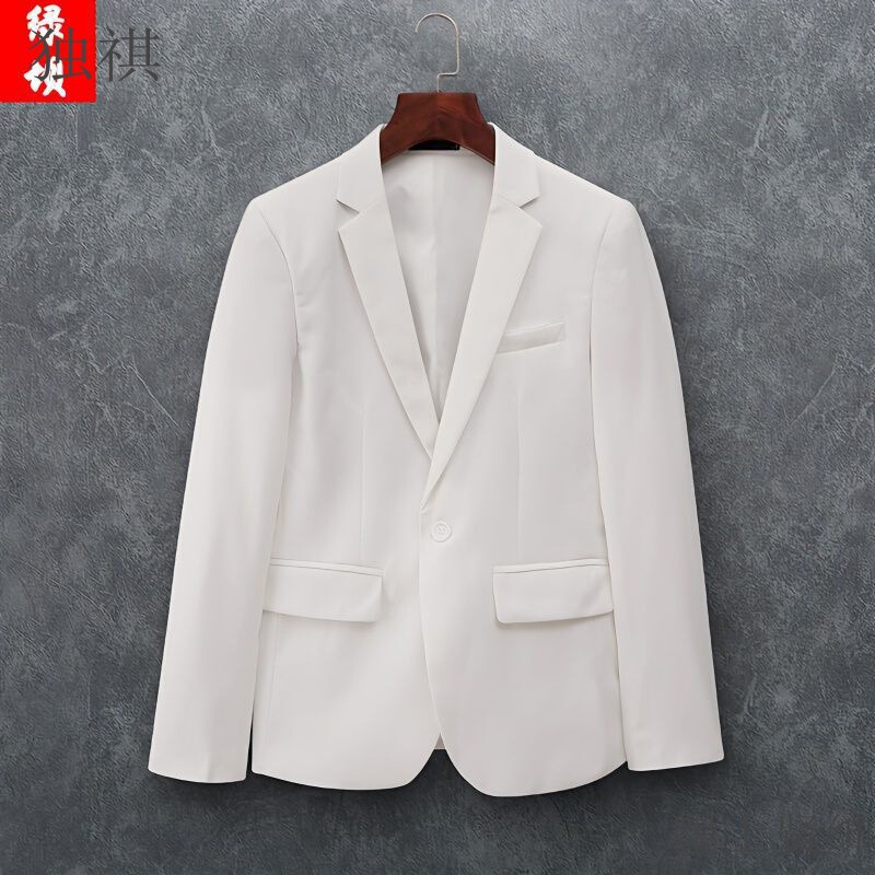 All-match New Coat Casual Single Suit Spring and Autumn Jacket One Single-breasted Men's plus size White Suit for Men