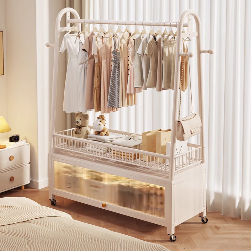 침실 바닥에 걸 수 있는 옷걸이, 가정용 간단한 옷걸이, 가벼운 고급형 이동식 거실 발코니 옷 건조대