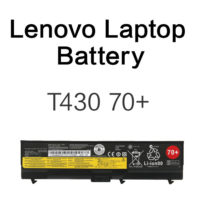 T430 70+ is suitable for Lenovo T410/T420/T430/T510/T520 laptop battery 4000mAh