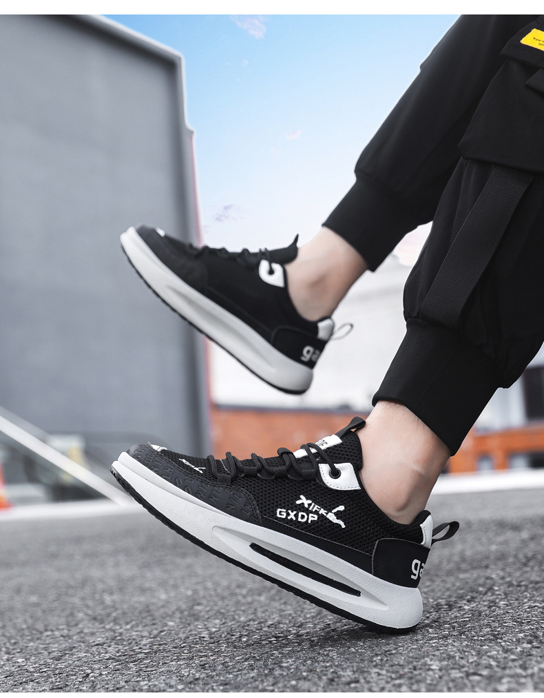 Herren Freizeitschuhe, Leichte Leder Sneaker Mit Mesh Einsatz_voghion.com