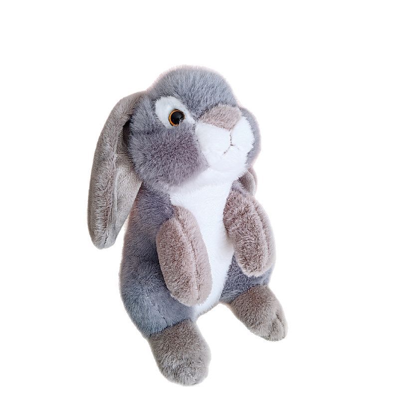 Muñeca de conejo animal de simulación transfronteriza, juguete de peluche de conejo de orejas caídas, muñeca de conejo para niños, regalo de cumpleaños al por mayor