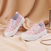 25新款中小童套脚单鞋时尚卡通爱心粉休闲百搭小学生板鞋跨境批发