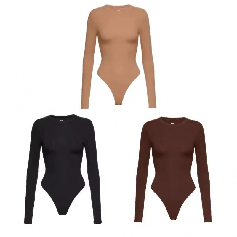 Skims Kardashian Jennie Style Long-Sleeved One-Piece T-Shirt for Women, Pure Cotton Slimming Top Skims Kardashian Jennie Style Long-Sleeved One-Piece T-Shirt for Women, Pure Cotton Slimming Top
