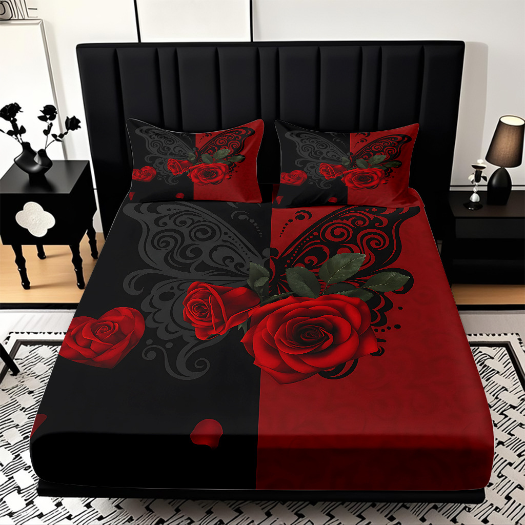 TEMU / JIT serie de flores de rosa multicolor 3D impresión digital set de cama para diseñar el fabricante de la fuente