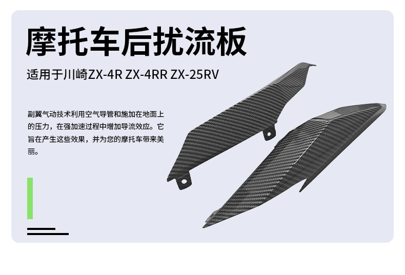 Applicable Kawasaki ZX-4R ZX-25R/SE ZX-4RR rear tail aft fairing spoiler aft wing fitting