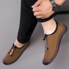 Men's Autumn/Winter New Leisure Leather Shoes with Calf Sole, One-Piece Driving Shoes for Middle-Aged Dads