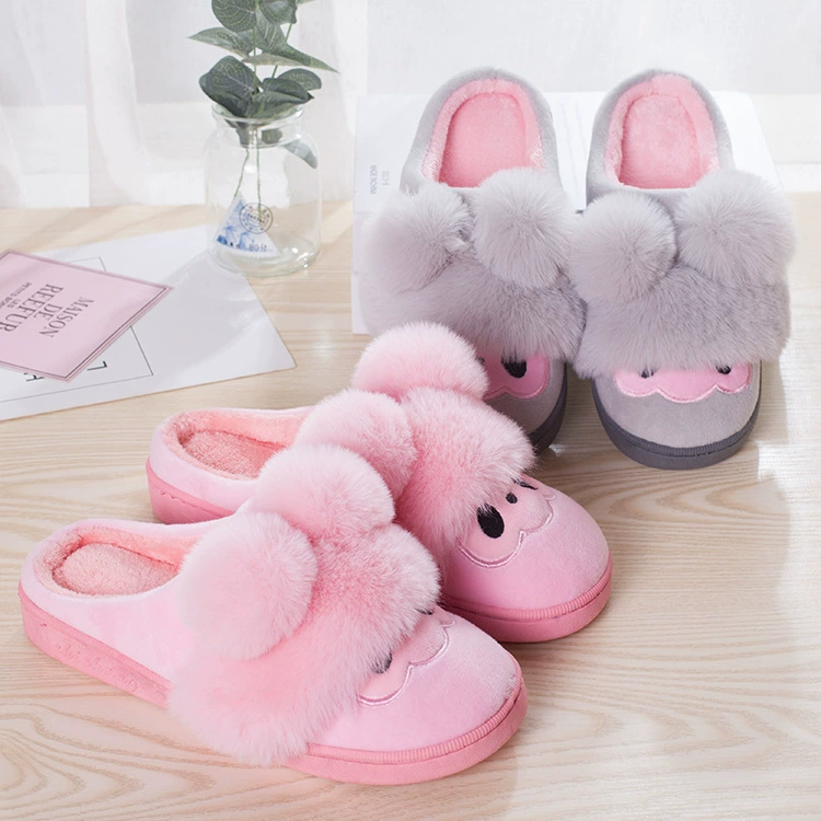 Новый корейский интернет-красный теплый пара сумерек шерсть хлопковые тапочки женский домашний мультфильм кролик осенний и зимний плюш