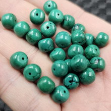 美菱矿优化绿松石老型珠散珠墨绿色桶珠diy手链项链饰品配件珠子