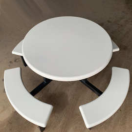 学校食堂玻璃钢圆桌简约圆形桌子不锈钢商用餐桌套装组合厂家批发