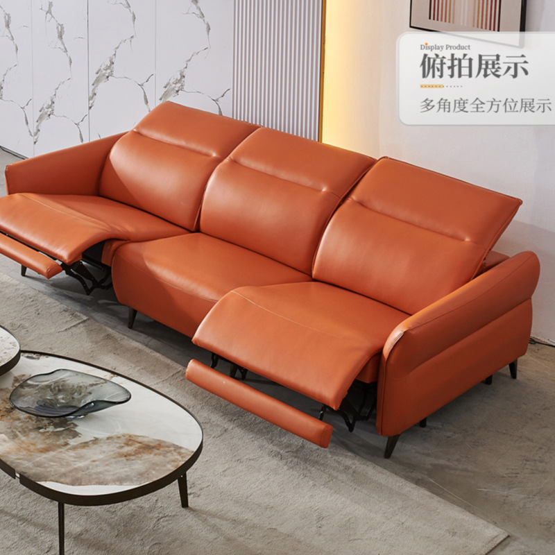 工場直販の新しいシンプルなリビングルームの3人用直列ソファ、リクライニングダブル電動多機能ソファ、寝室用|undefined