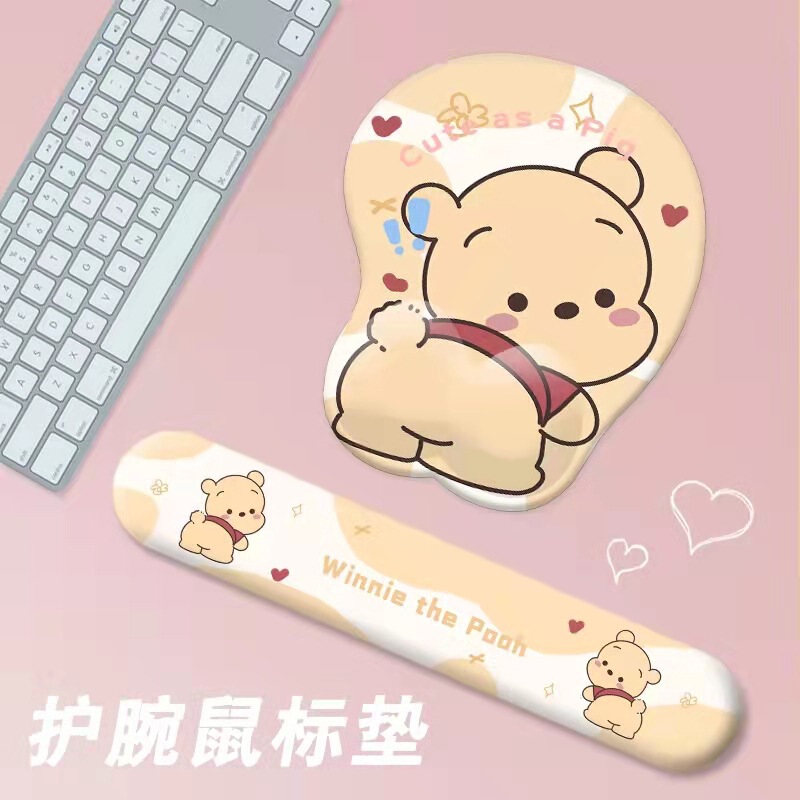 かわいい漫画風パチャ犬とクマのシリコン製マウスパッド、オフィスや家庭用、高品質、手首を保護するキーボードハンドレスト|undefined