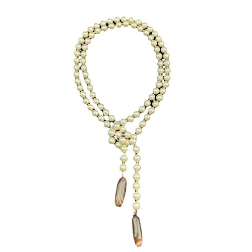 Minan medieval vintage retro style glass hand-beaded simple elegant fashionable versatile large long necklace