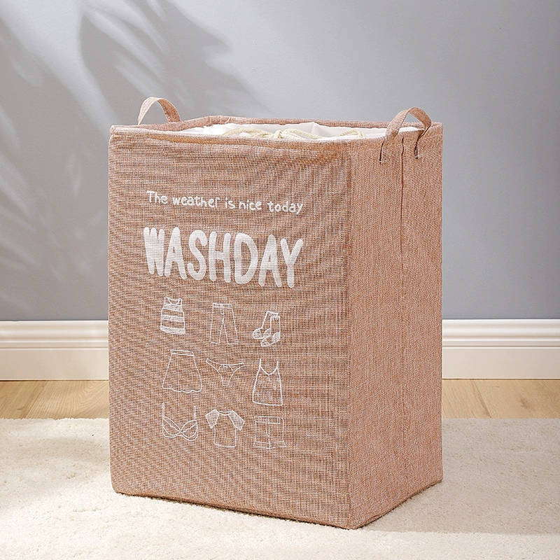 Folding laundry basket, toy, handheld storage basket, storage system, drawstring, cotton and linen