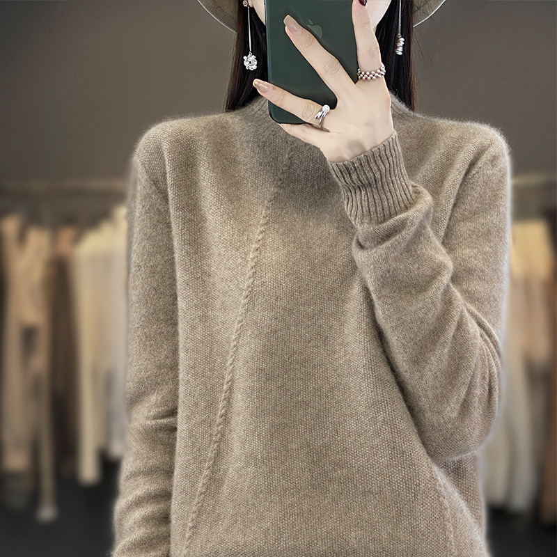 Demi-season woolen design base knitted sweater