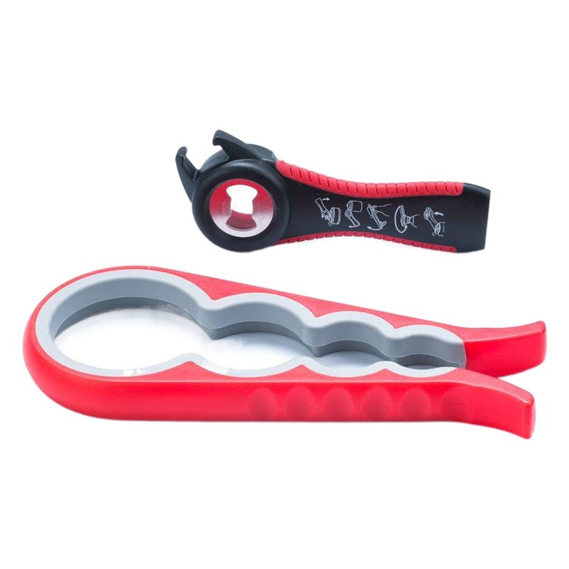 En stock abridor de cerveza cinco en uno abrebotellas herramienta de cocina multifuncional Cuatro en Uno abrelatas abrebotellas