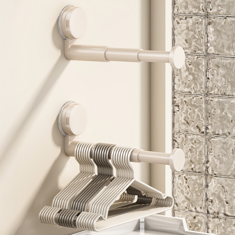 Suction Cup Clothes Hanger Storage Rack, Multifunctional, No-Drill, Wall-Mounted, Retractable Clothes Hanger for Home Use
